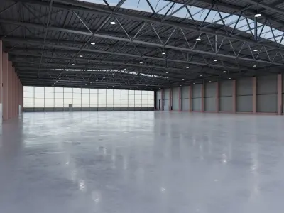 Airplane Hangar Interior 7b Low-poly 3D model