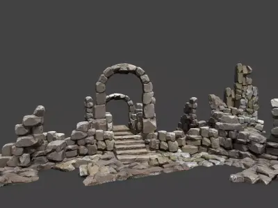 wall set Low-poly 3D model