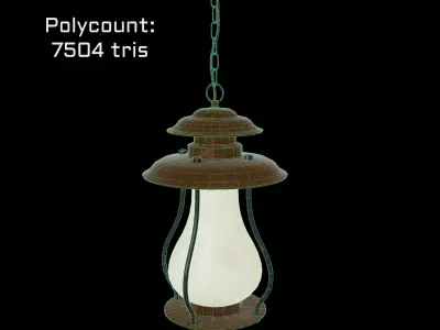 Old Retro Lantern Lamp Low poly - ELK Wikshire 1 Light Pendant Low-poly 3D model