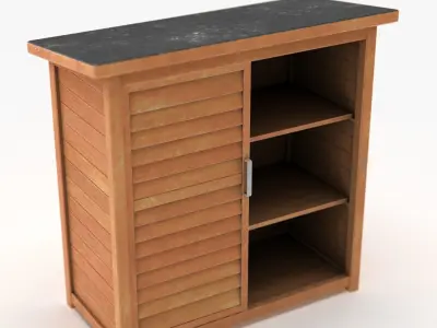 Wooden Cabinet For Garden Low-poly 3D model
