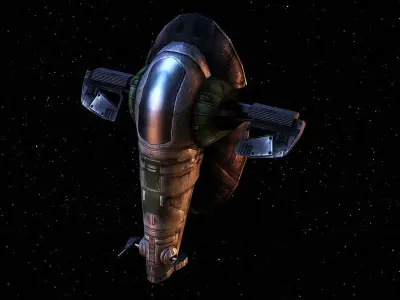 Slave I star wars ship in space Low-poly 3D model