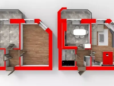 3D Floor Plan Section of apartment 3D model