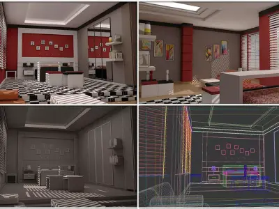 3D room with Seating Model 3D model