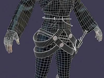 Woman Soldier Character Low-poly 3D model