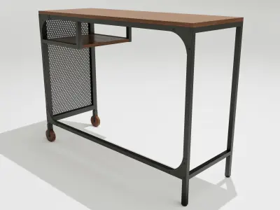 Work Desk Black 100x36 cm 3D model