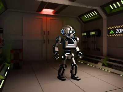 Sci-Fi Robot X-25-1 low-poly stylized Low-poly 3D model