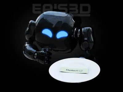 Cute Space Robot Rigged H-72 Solid Armor 3D model