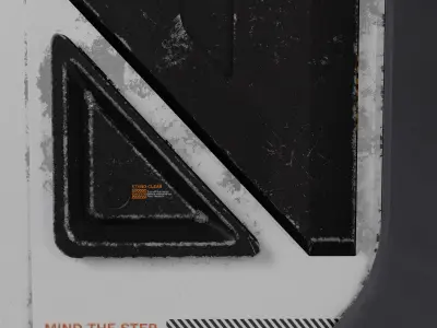 SciFi Spaceship door damaged and old Low-poly 3D model