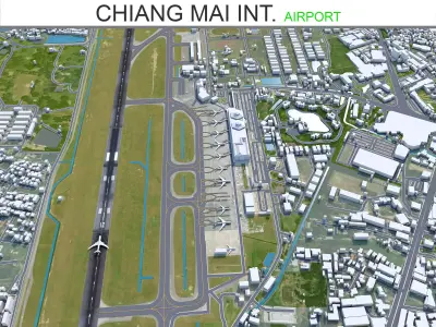 Chiang Mai International Airport 10km Low-poly 3D model