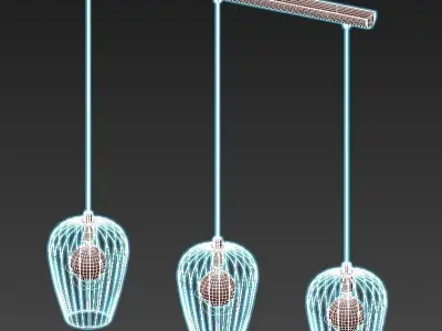 newtown three lights hanging from metal cage 3D model