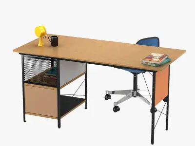 Vitra Eames plastic chair and edu desk unit 3D model