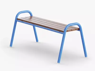 Bench Outdoor 01 Blue Low-poly 3D model
