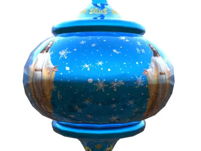 Festive Blue Bauble Jesus Scene 3D Model PBR Textured Low Poly Low-poly 3D model
