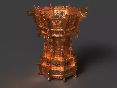 Chinese Palace Lantern  Low-poly 3D model 6