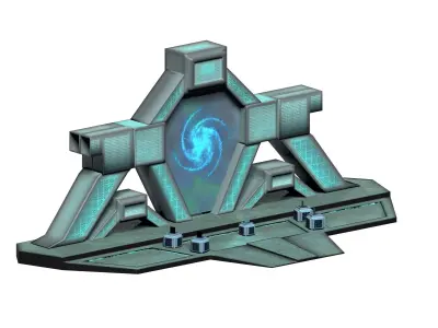 Lowpoly stargate game asset door Low-poly 3D model