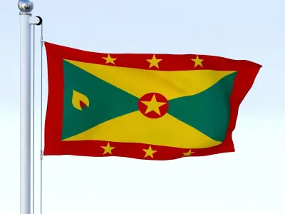 Animated Grenada Flag Low-poly 3D model