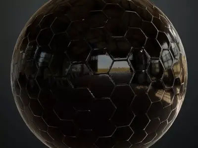 Luxury Glossy Black Obsidian Hexagon Tiles PBR Seamless Texture