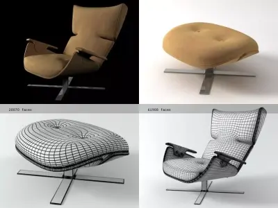 Paulista Armchair and Ottoman 3D model