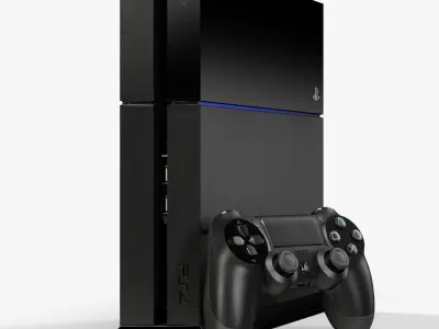 Sony PlayStation 4 with Stand Black White Grey Colors Low-poly 3D model