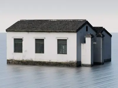 Traditional Chinese residential building  Low-poly 3D model