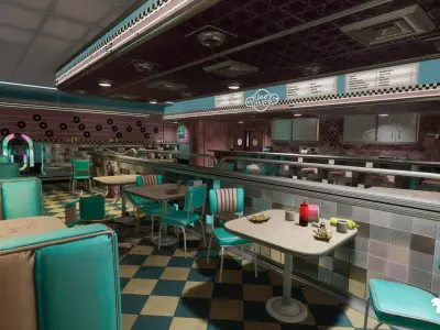 Rinos Diner Environment Low-poly 3D model