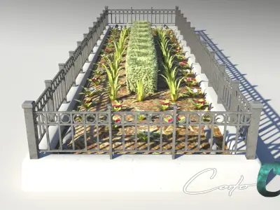 Fenced Planter Bed 3D model