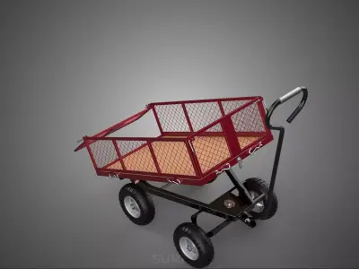 COLLAPSIBLE MESH FOLDABLE FOLD TROLLEY TROLLY CART WAGON TRAILER 3D model