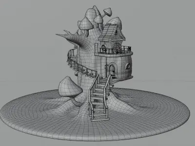 Fairy treehouse Low-poly 3D model