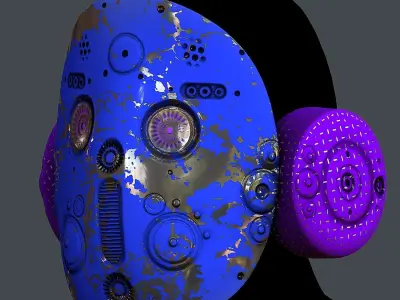 Gas mask helmet 3d model scifi Low-poly Low-poly 3D model 19