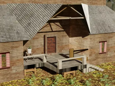 wooden house Low-poly 3D model