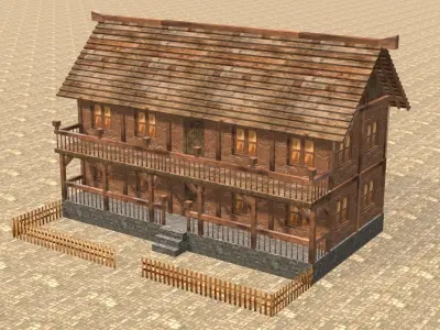 Medieval house fourteen 5 Low-poly 3D model