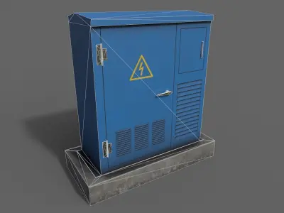 PBR Electric Box Blue Low-poly 3D model