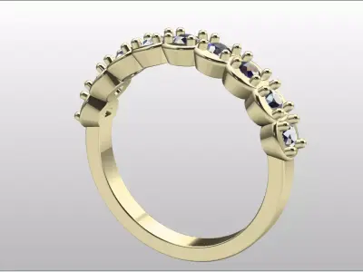 Sparkling Half Eternity Ring  Model RJ 87 3D print model