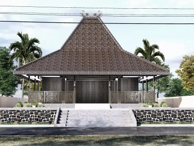 Unique Wooden Traditional Mosque Room Prayer 3D model