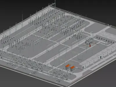 SCI FI Model 220kV Substation- Super Detailed Low-poly 3D model