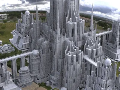 Victorian fantasy architecture huge city  3D 3D model