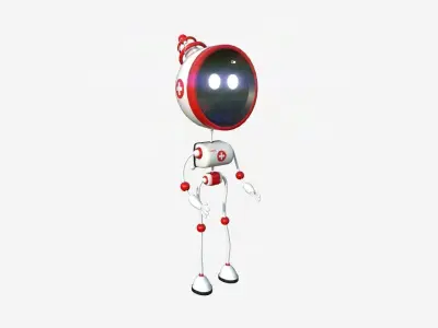 Cute Robot D07 Medic - SciFi Character Design Low-poly 3D model