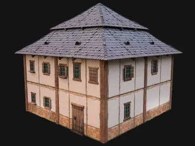 Medieval Two Storey House Low-poly 3D model