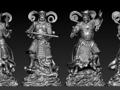 Sculpture of the Four Heavenly Kings 3D print model