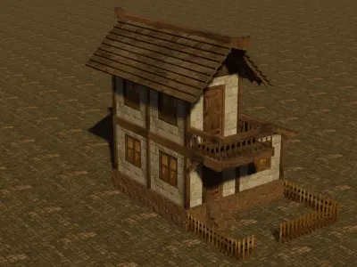 Medieval house nine 14 Low-poly 3D model