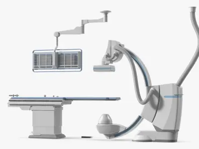  Integrated X-Ray Imaging System with Table and Overhead Screens White 