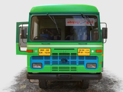 INDIAN HIRKANI ST BUS V 01 Dark green And Light green Low-poly 3D model