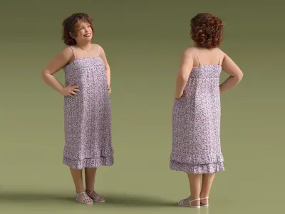  Chubby Young Girl Hands on Hips Smiling 