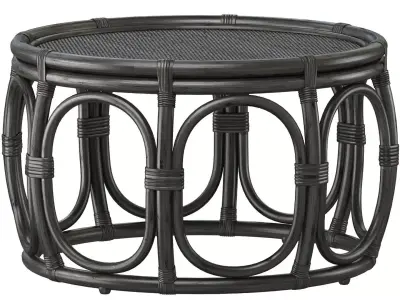 Black Round Wicker rattan bamboo table 3D model