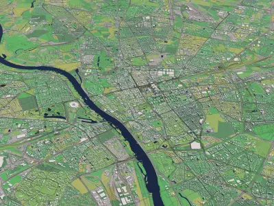 Warsaw 30x30km City Map 3D model