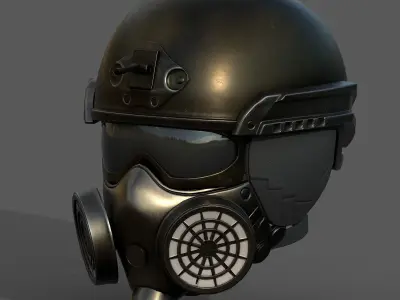 Helmet scifi military combat fantasy cyborg space armor develop  Low-poly 3D model