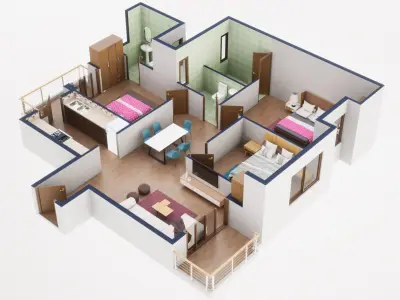 3D Floor Plan Model 50 3D model