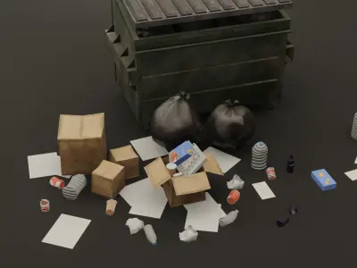 Street Props Set Low-poly 3D model