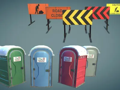 Construction prop sets Low-poly 3D model