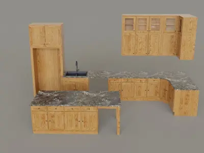 Kitchen Countertop Set Low-poly 3D model